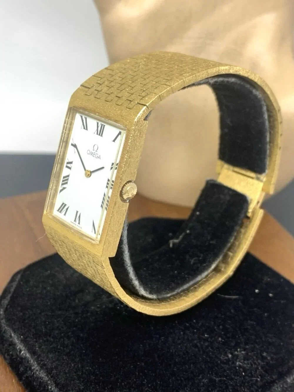 Omega Men's Watch DD6367 Vintage Swiss Manual White Dial Gold Plated Tank 24mm